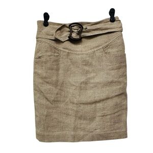 Charles Nolan Linen Belted Skirt